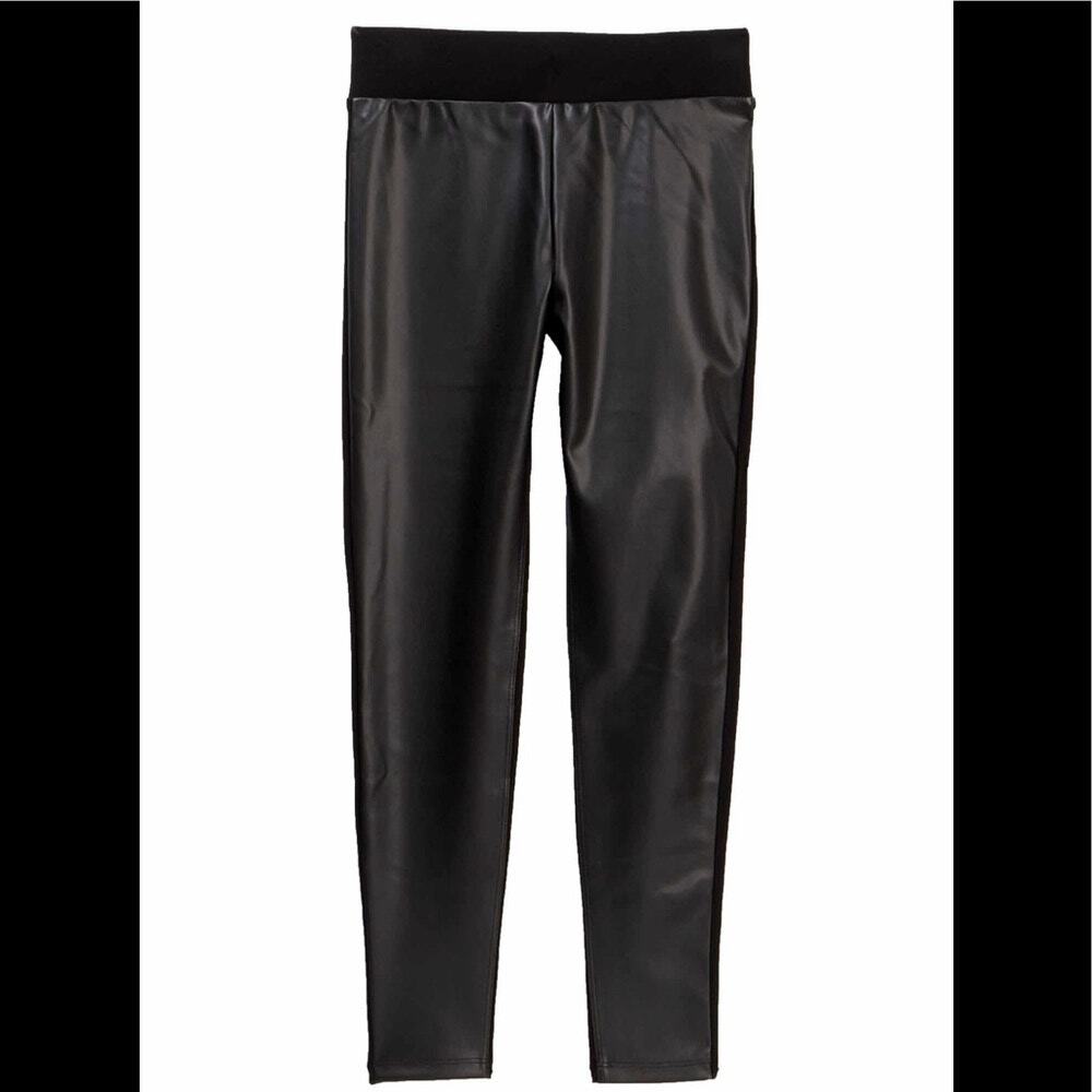 NWT Harper Canyon Girls Black Faux Leather Leggings Youth Size Medium 8-10